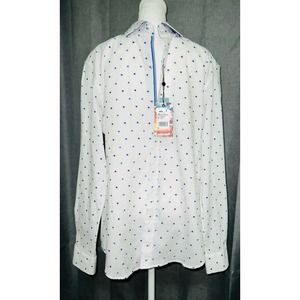 NWT- Robert Graham Caberto classic white floral button up shirt-Retail $168- L